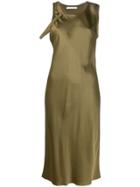 Helmut Lang Harness Detail Satin Dress - Green