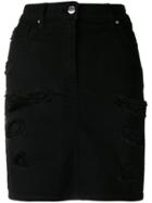 Love Moschino Distressed Lace Detail Skirt - Black