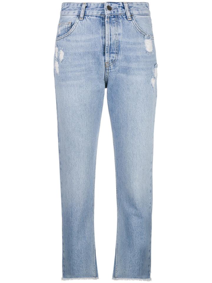 Liu Jo Frayed Cropped Jeans - Blue