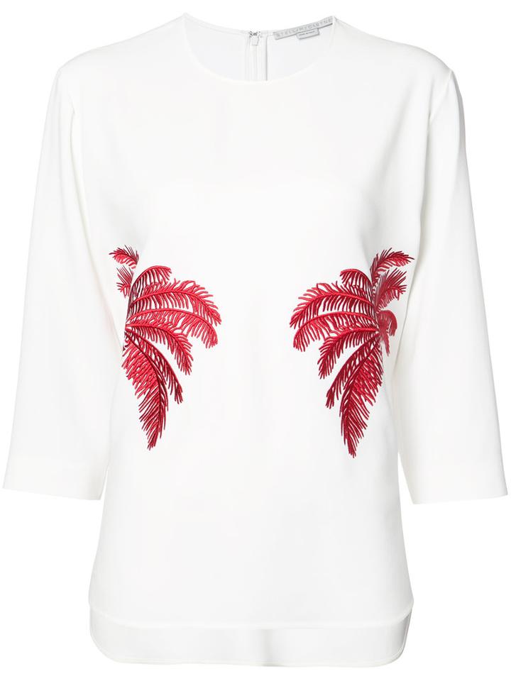 Stella Mccartney Embroidered Palm Blouse, Women's, Size: 42, White, Acetate/viscose/spandex/elastane
