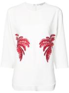Stella Mccartney Embroidered Palm Blouse, Women's, Size: 42, White, Acetate/viscose/spandex/elastane