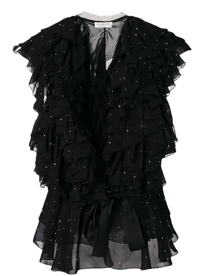 Philosophy Di Lorenzo Serafini Ruffled Sleeveless Blouse - Black