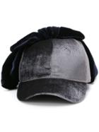 Federica Moretti 'velvet Bow' Baseball Cap, Women's, Grey, Silk/viscose