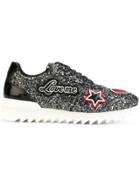 Philipp Plein Glitter And Patch Detail Sneakers - Black