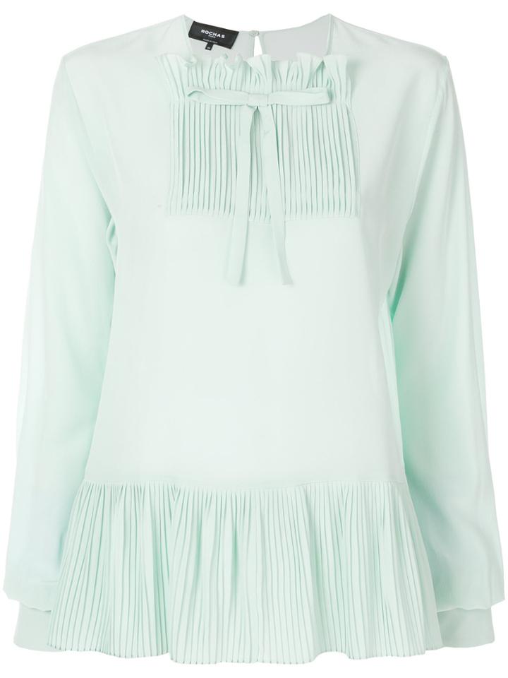 Rochas Pintuck Ruffle Trim Blouse - Green