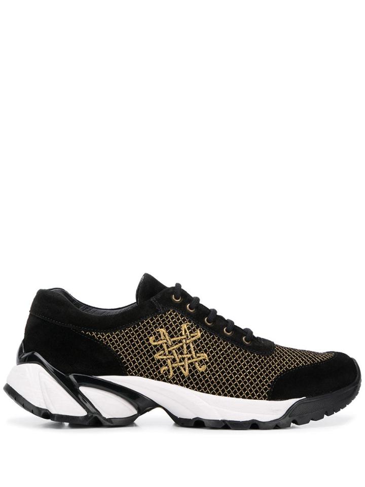 Mr & Mrs Italy Black And Gold Sneakers
