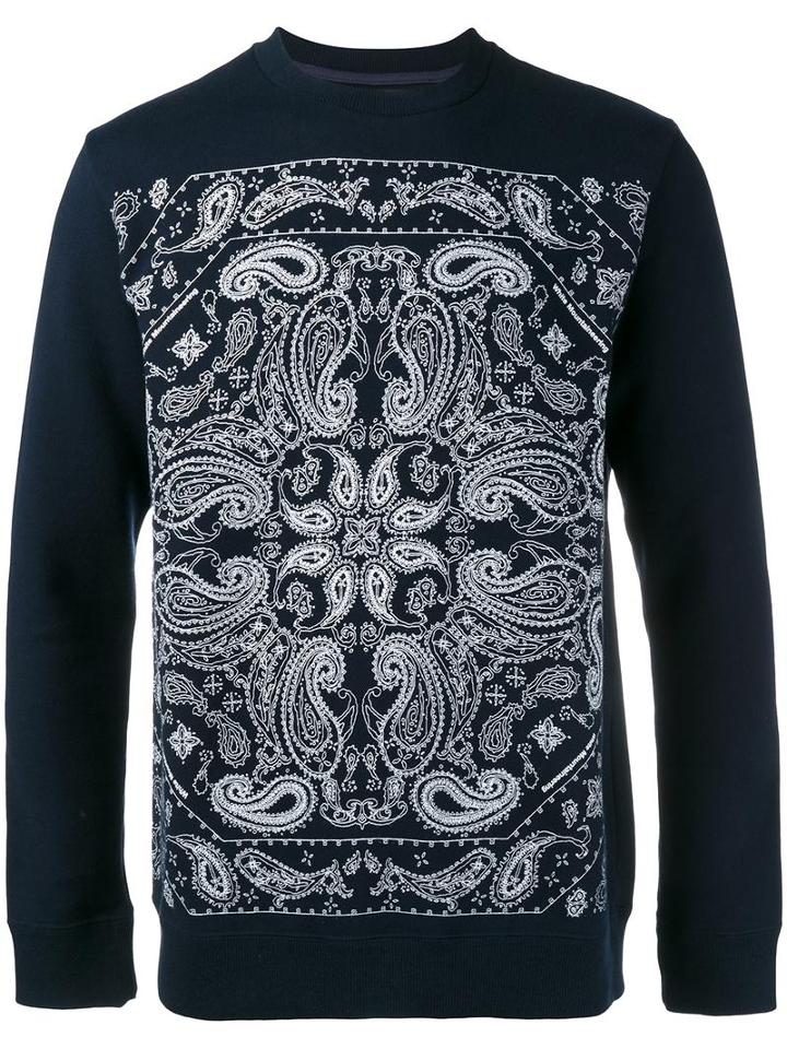 White Mountaineering Paisley Embroidery Sweatshirt, Men's, Size: 3, Blue, Cotton