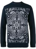 White Mountaineering Paisley Embroidery Sweatshirt, Men's, Size: 3, Blue, Cotton