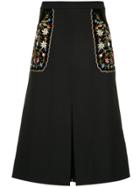 Vilshenko Embroidered Floral Skirt - Black