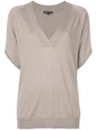 Snobby Sheep Fitted V-neck Knitted Top - Nude & Neutrals