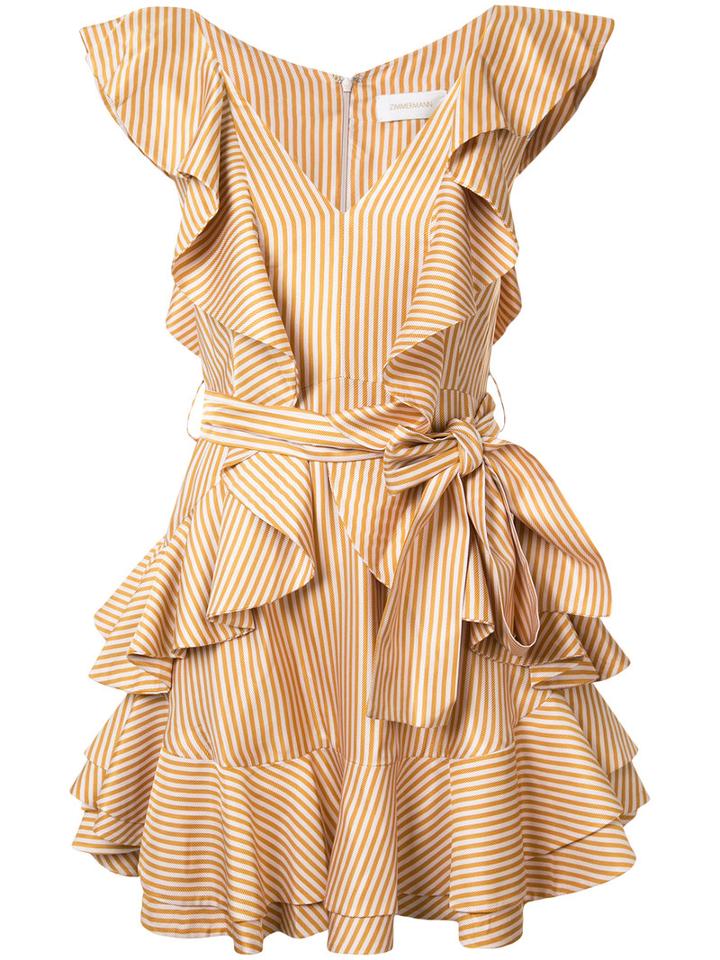 Zimmermann Winsome Flounce Dress, Women's, Size: 1, Yellow/orange, Silk/viscose