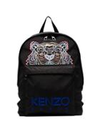 Kenzo Black Tiger Logo Embroidered Backpack