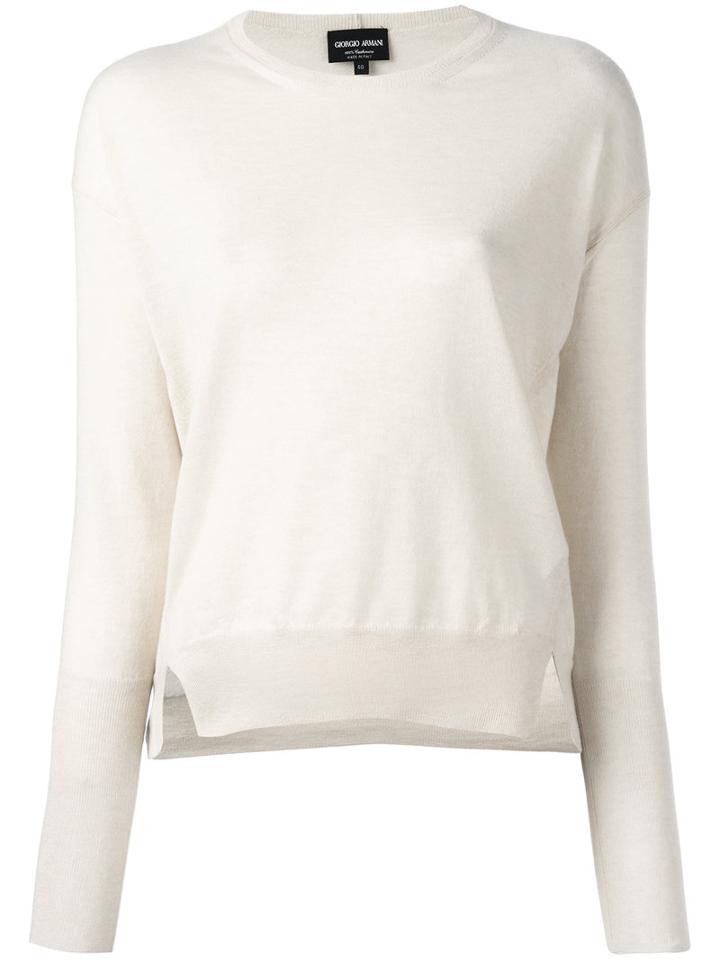 Giorgio Armani Split Hem Sweater, Women's, Size: 42, Nude/neutrals, Cashmere