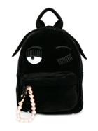 Chiara Ferragni Kids Flirting Embroidered Backpack - Black