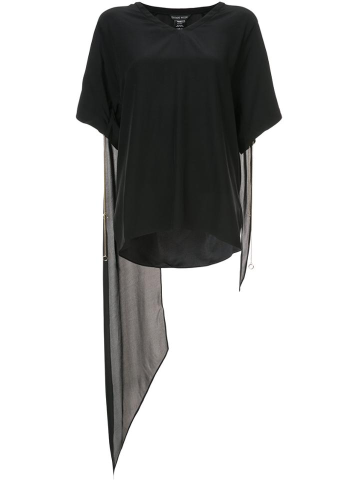 Thomas Wylde Boxy Tie-sleeve T-shirt - Black