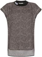 Fendi Shortsleeved Chevron Top With Logo On Neck - Black