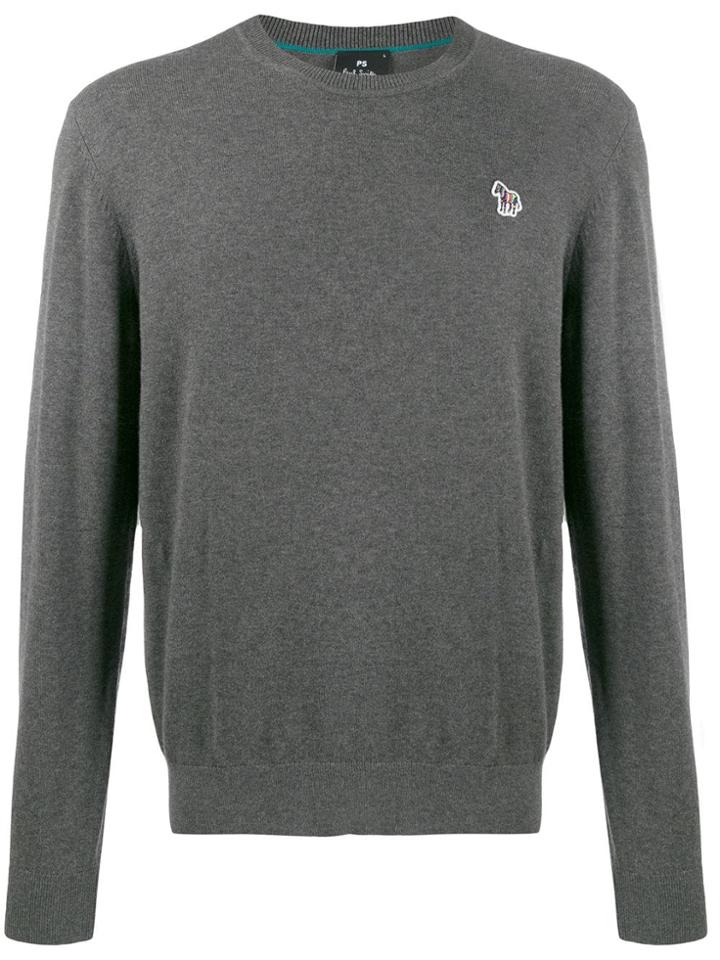 Ps Paul Smith Logo-embroidered Jumper - Grey
