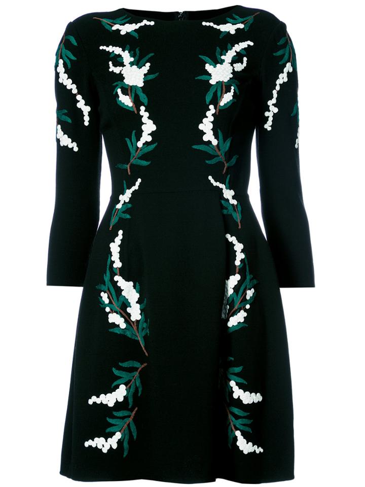 Oscar De La Renta Embroidered Dress - Black