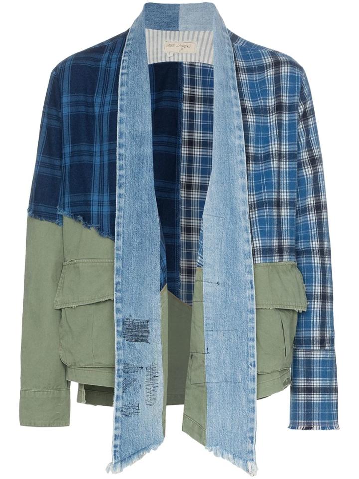 Greg Lauren Patchwork Kimono Jacket - Blue