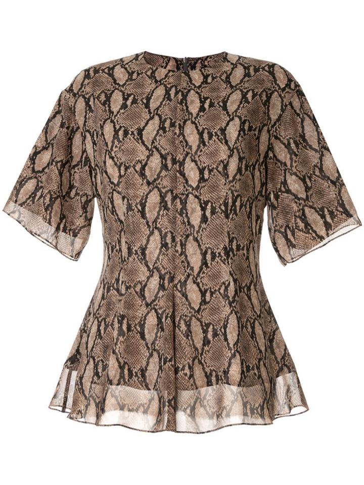 Goen.j Python Print Panelled Top - Brown