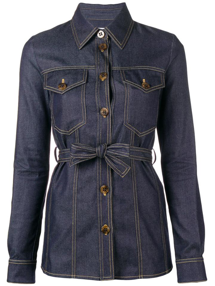 Victoria Victoria Beckham Belted Denim Jacket - Blue