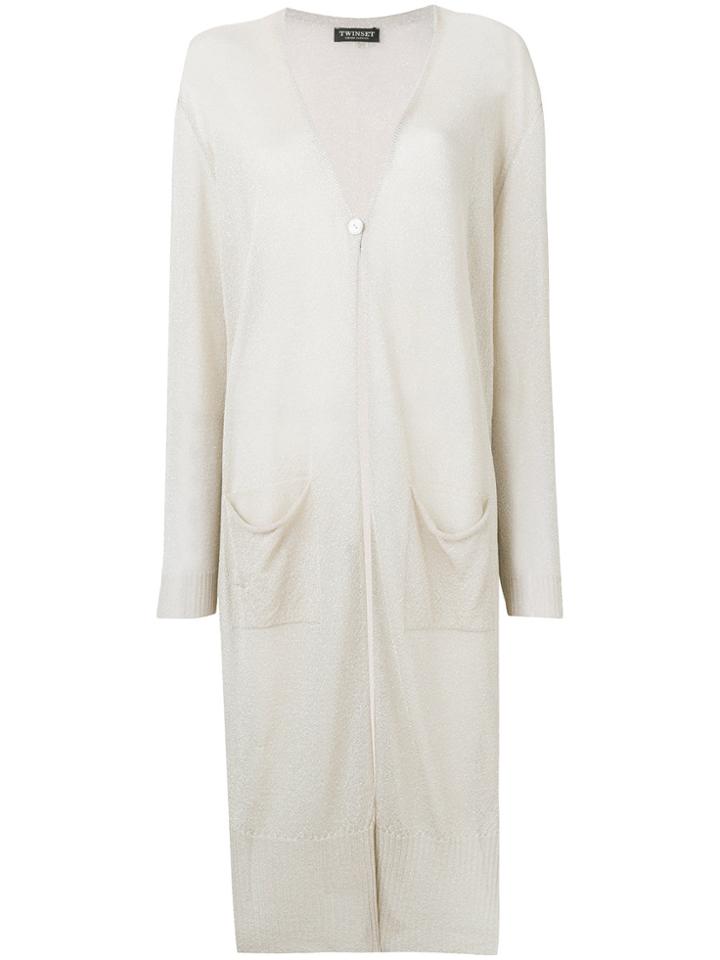 Twin-set Mid-length Sheer Cardigan - Nude & Neutrals