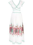 Le Sirenuse Pizzica Print Prairie Dress - White