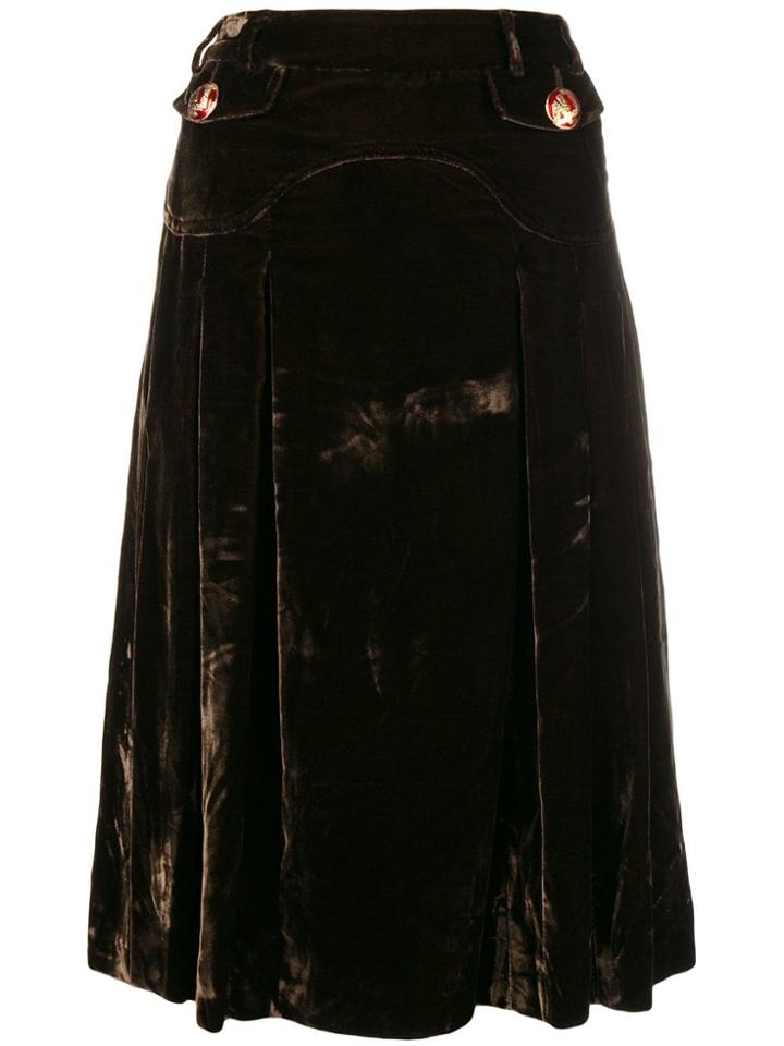 Dolce & Gabbana Vintage Velvety Flared Skirt - Green