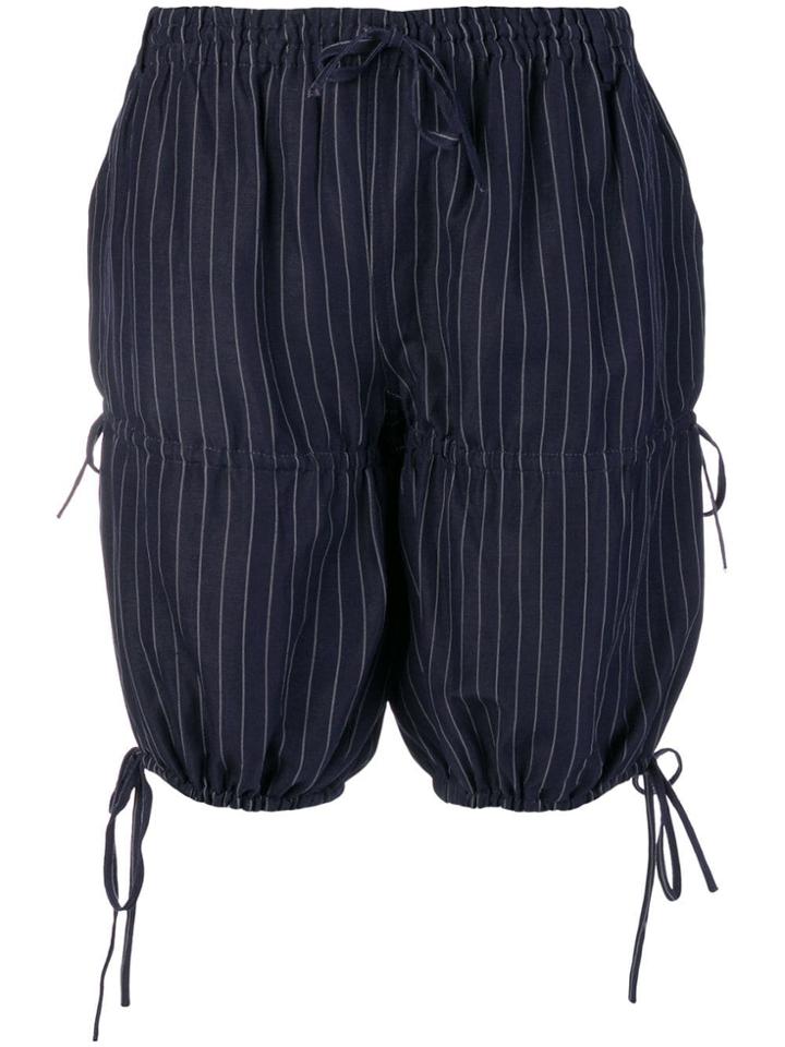 Jean Paul Gaultier Vintage Pinstripe Gathered Shorts - Blue