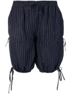 Jean Paul Gaultier Vintage Pinstripe Gathered Shorts - Blue