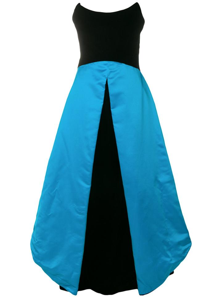 William Vintage 1979 Strapless Draped Gown - Black