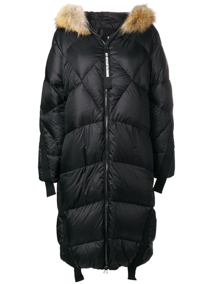As65 Long Hooded Down Jacket - Black