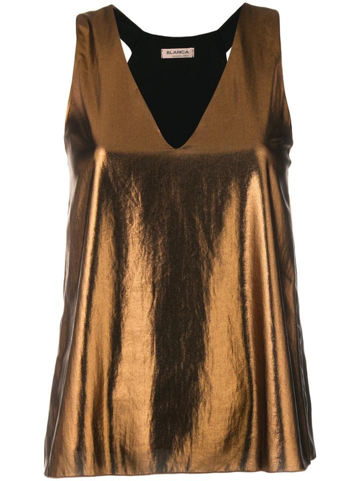 Blanca Sleeveless V-neck Blouse - Gold