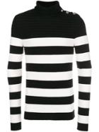 Balmain Button Shoulder Turtleneck Sweater - Black