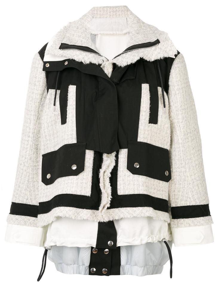 Sacai Skirted Bouclé Coat - White
