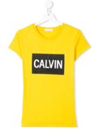 Calvin Klein Kids Teen Logo Print T-shirt - Yellow