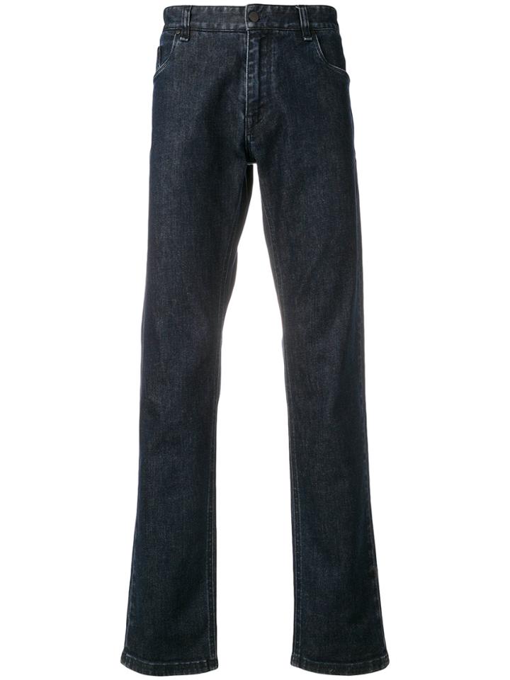 Fendi Ff Logo Patch Jeans - Blue