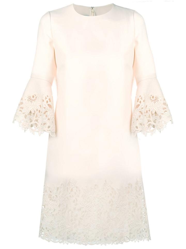 Valentino Crepe And Macramé Inlay Dress - Neutrals