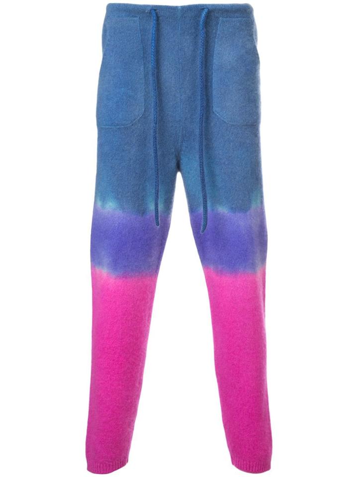 The Elder Statesman Knitted Tie-dye Track Trousers - Blue