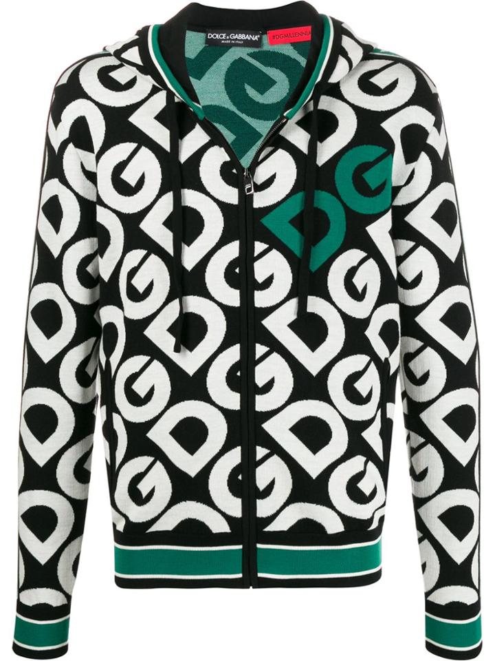 Dolce & Gabbana Dg Logo Zip-up Hoodie - Black