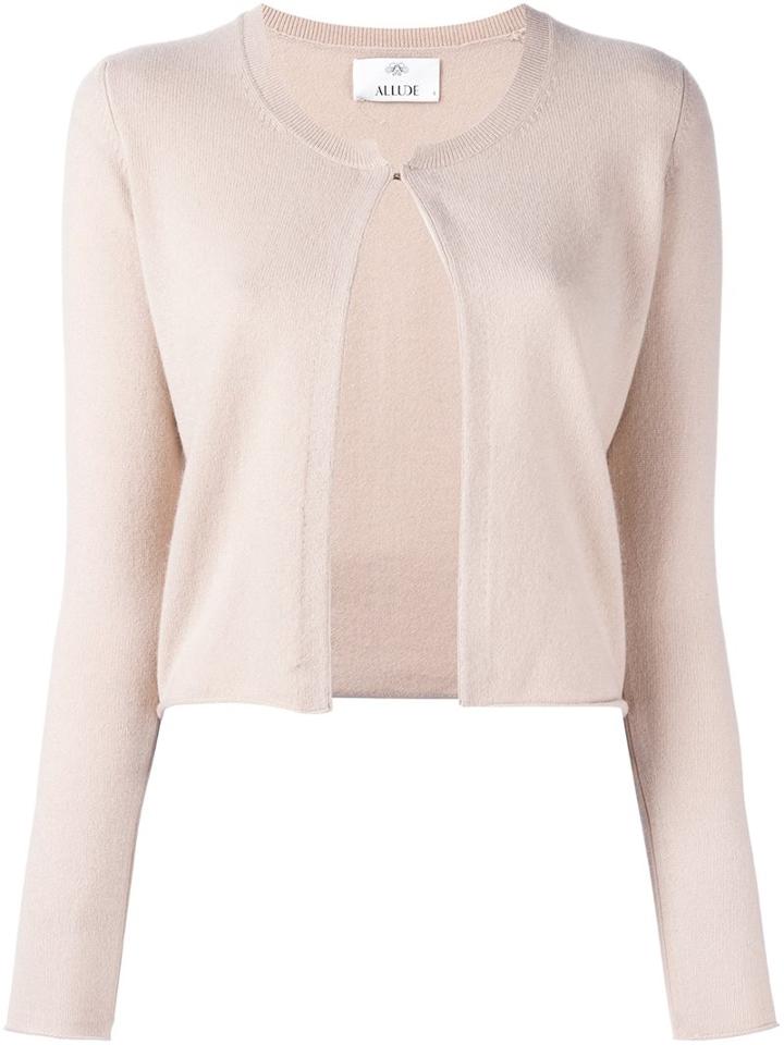 Allude Cropped Cardigan, Women's, Size: Medium, Nude/neutrals, Cashmere