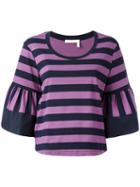 See By Chloé - Striped Knitted Top - Women - Cotton - 36, Women's, Blue, Cotton
