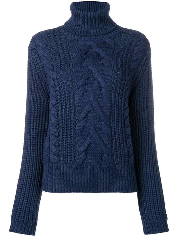 Jacob Cohen Cable Knit Turtleneck Jumper - Blue