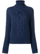 Jacob Cohen Cable Knit Turtleneck Jumper - Blue