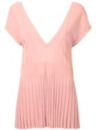 Scanlan Theodore Pleated Rib V-neck Top, Women's, Size: S/m, Pink/purple, Viscose
