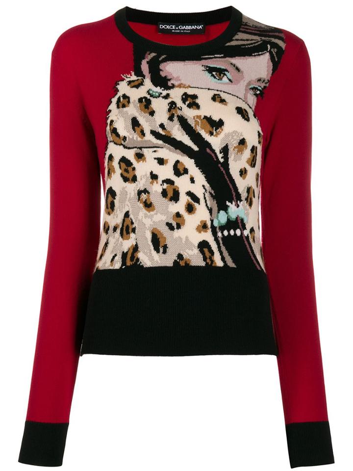 Dolce & Gabbana Intarsia Knit Cashmere Jumper - Red