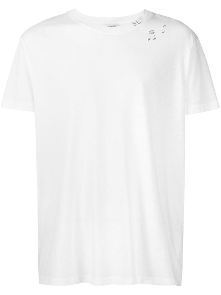Saint Laurent Music Note Printed T-shirt, Men's, Size: Xxl, White, Cotton