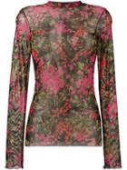 Ssheena Floral Print Sheer T-shirt, Women's, Size: Small, Pink/purple, Polyester/spandex/elastane
