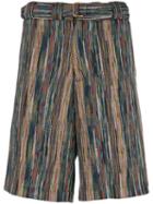 Missoni Striped Bermuda Shorts, Men's, Size: 50, Black, Cotton/wool/polyester/cupro