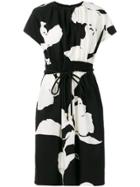 Marc Jacobs Flower Print Belted Dress - Black
